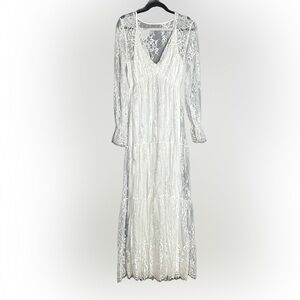 Baltic Born White Bishop Sleeve Bridal Gown Gloria Lace Maxi Dress